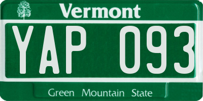 VT license plate YAP093