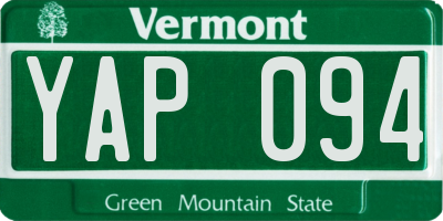 VT license plate YAP094