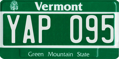 VT license plate YAP095