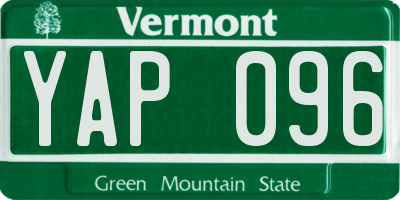 VT license plate YAP096