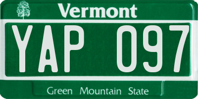 VT license plate YAP097