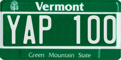 VT license plate YAP100
