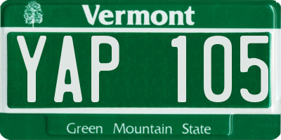VT license plate YAP105