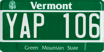 VT license plate YAP106