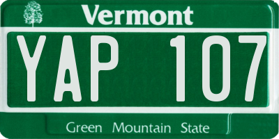 VT license plate YAP107