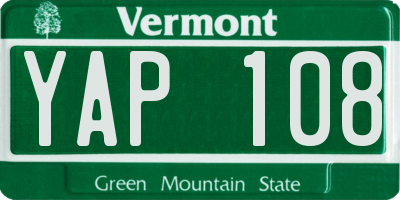 VT license plate YAP108