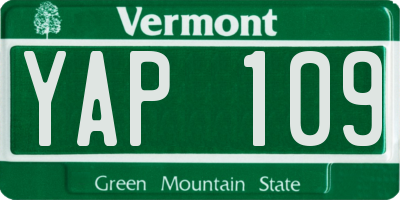 VT license plate YAP109