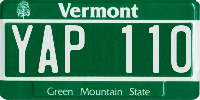 VT license plate YAP110