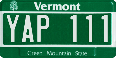 VT license plate YAP111