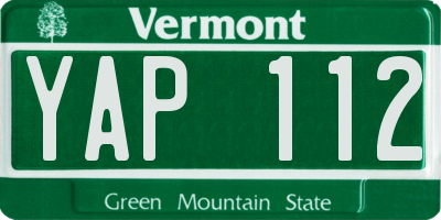 VT license plate YAP112