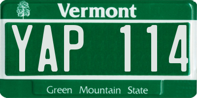 VT license plate YAP114
