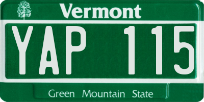 VT license plate YAP115