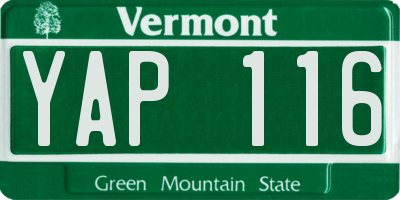 VT license plate YAP116