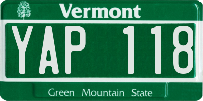VT license plate YAP118