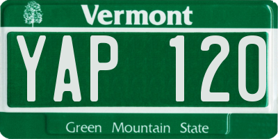 VT license plate YAP120