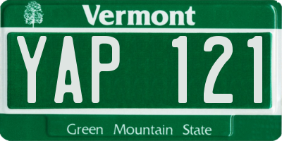VT license plate YAP121
