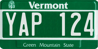 VT license plate YAP124