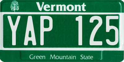 VT license plate YAP125