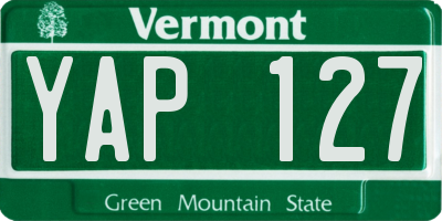 VT license plate YAP127