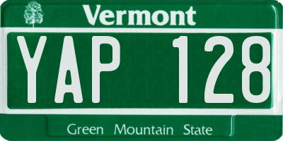 VT license plate YAP128