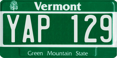 VT license plate YAP129