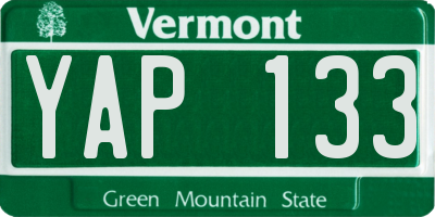 VT license plate YAP133