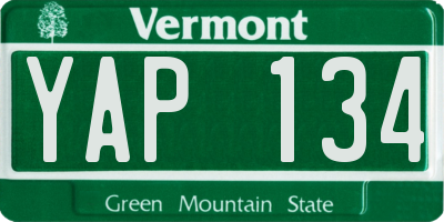 VT license plate YAP134