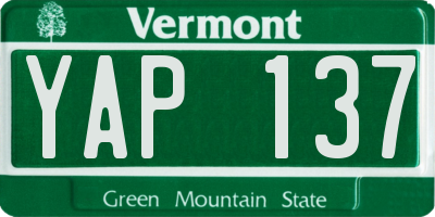 VT license plate YAP137