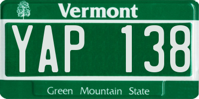 VT license plate YAP138