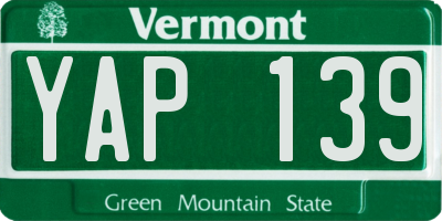 VT license plate YAP139