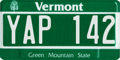 VT license plate YAP142