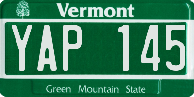 VT license plate YAP145