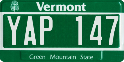 VT license plate YAP147