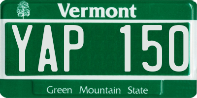 VT license plate YAP150