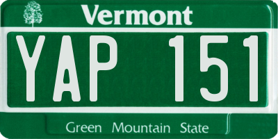 VT license plate YAP151