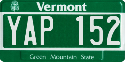 VT license plate YAP152