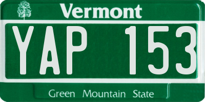 VT license plate YAP153