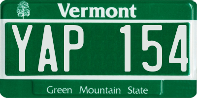 VT license plate YAP154