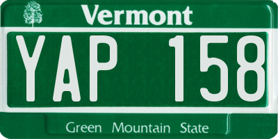 VT license plate YAP158