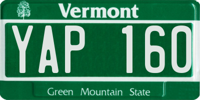 VT license plate YAP160