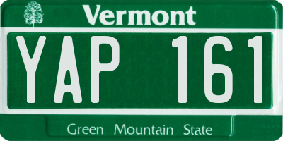 VT license plate YAP161