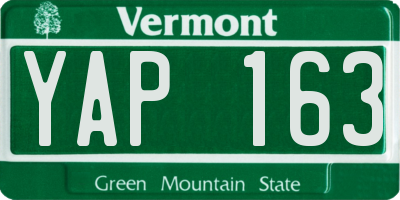 VT license plate YAP163