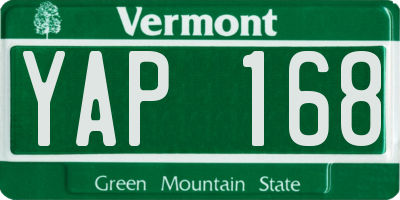 VT license plate YAP168