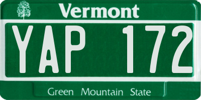 VT license plate YAP172