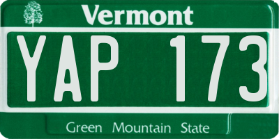 VT license plate YAP173