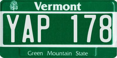 VT license plate YAP178