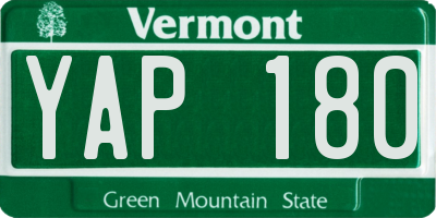 VT license plate YAP180