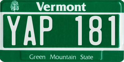 VT license plate YAP181