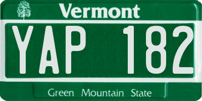 VT license plate YAP182