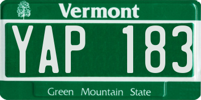 VT license plate YAP183